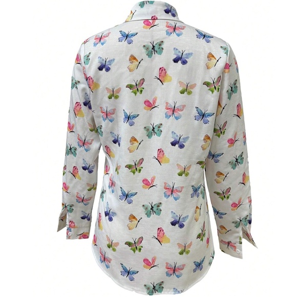BellanBlue White Butterfly Button Down Shirt - Picture 3 of 5